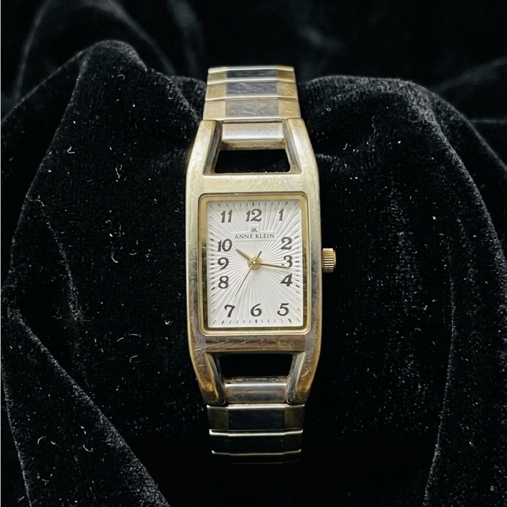 Anne Klein silver-tone rectangular case ladies qu… - image 2